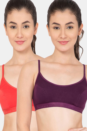 Buy Lady Lyka Cotton Sports Bra(Pack of 2) - Multicolor